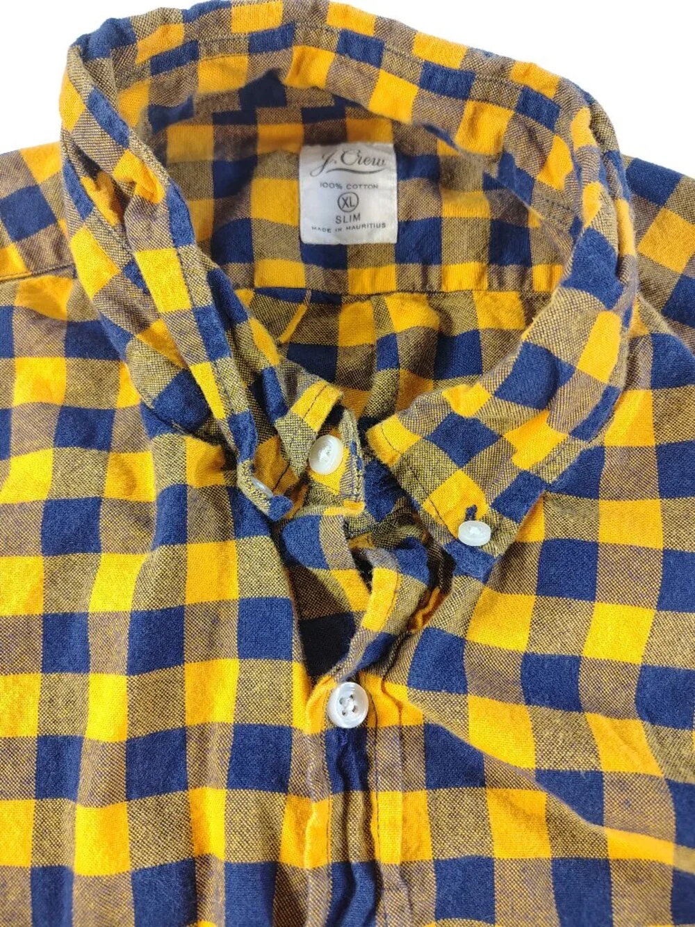 Mens XL Slim Black & Yellow Checkered J.Crew Branded Button-Up Shirt